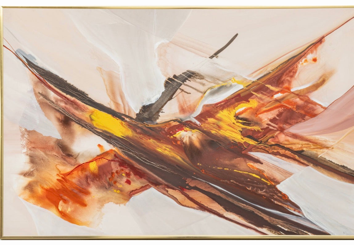 Nora Mendoza (American, B. 1932) Oil on Canvas 1986, 'Celestial', H 45" W 70" Frame Size: H 45.5" W