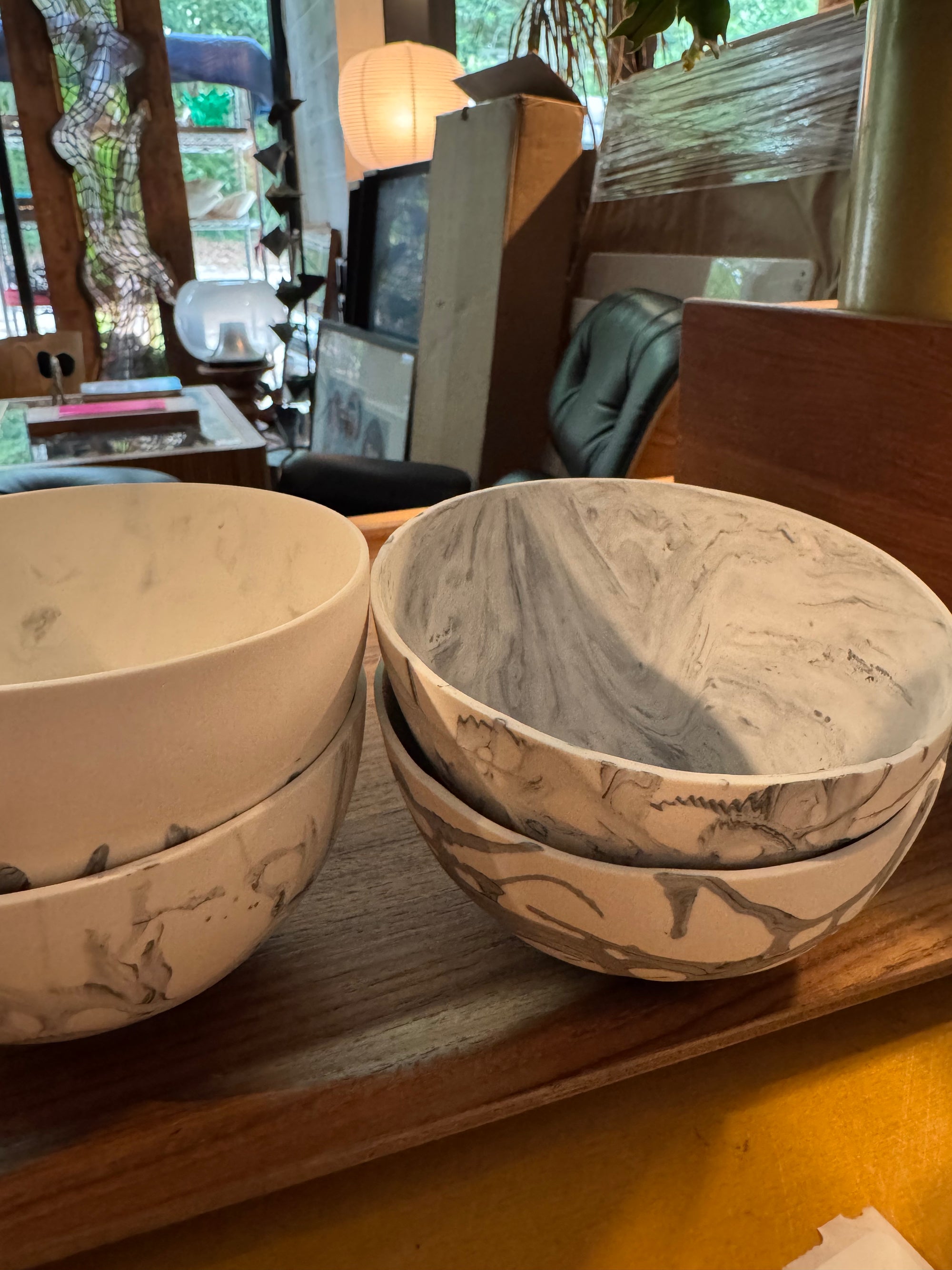 Pamela Schroeder Bowl, Grey/White Marble