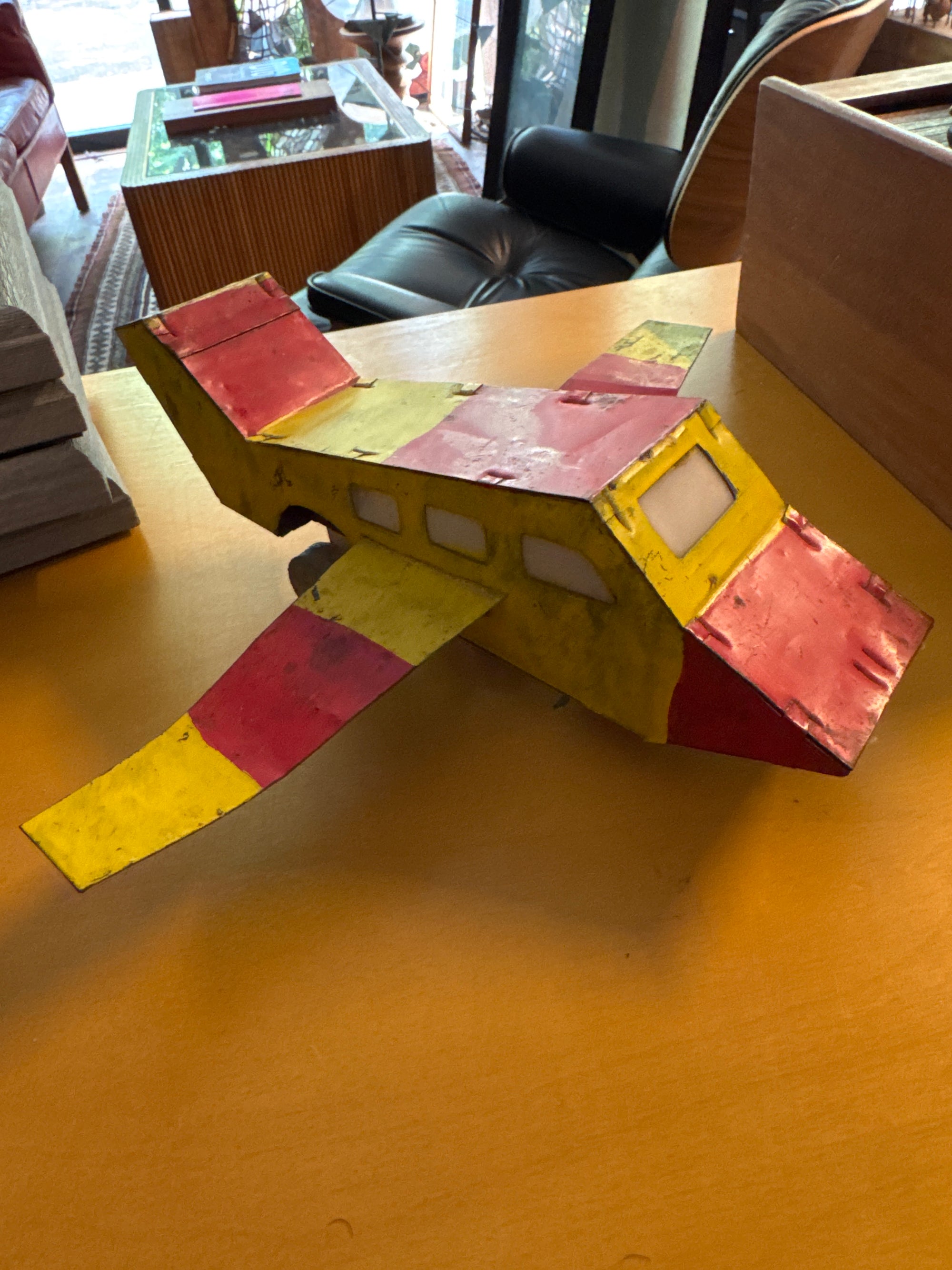 Toy Plane, Metal - Red & Yellow