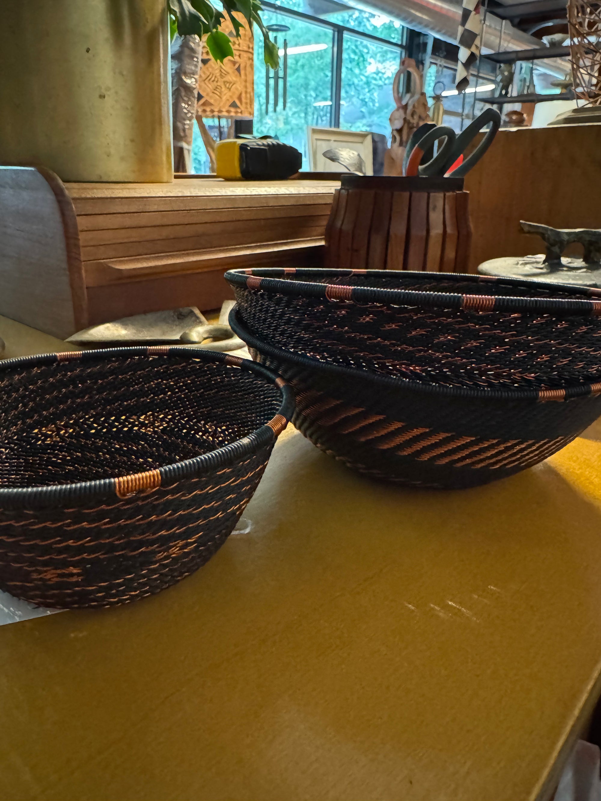 South African Made Bowl, Small - Black/Copper Wire