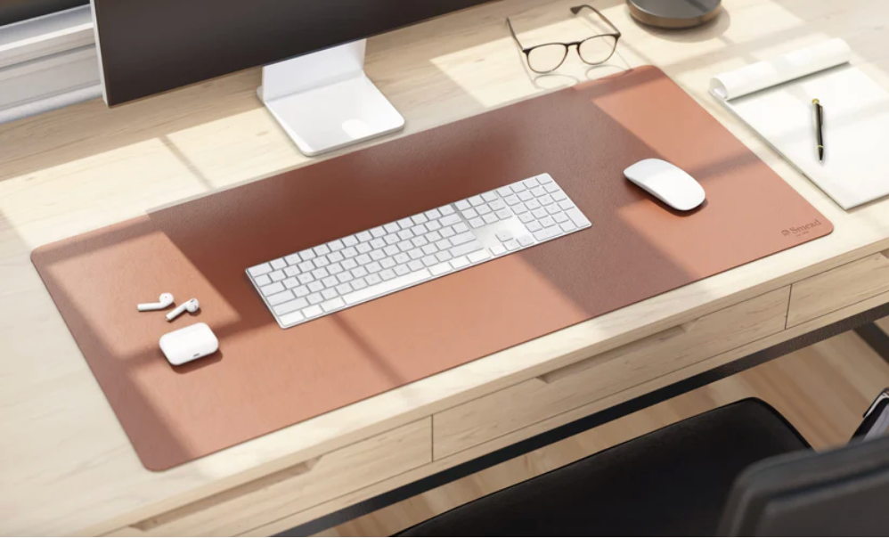 Vegan Leather Desk Pad, 36" x 17 (Saddle or Sandstone)